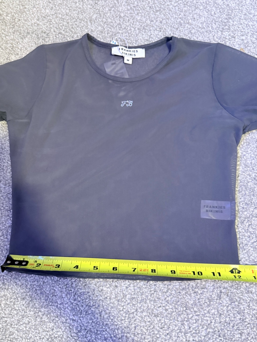 Frankie's Bikinis Charcoal Galaxy Gray Sheer Mesh Short Sleeve Lauryn Top - Picture 7 of 9
